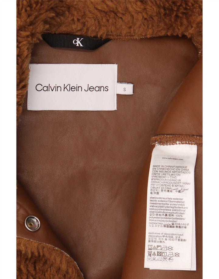 Giacca in pile da donna Calvin Klein Jeans Teddy Bear UK 10 piccola marrone