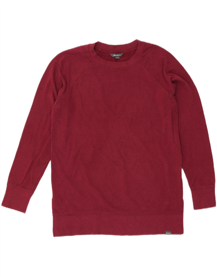 Felpa da donna Eddie Bauer Maglione UK 14 Cotone bordeaux medio