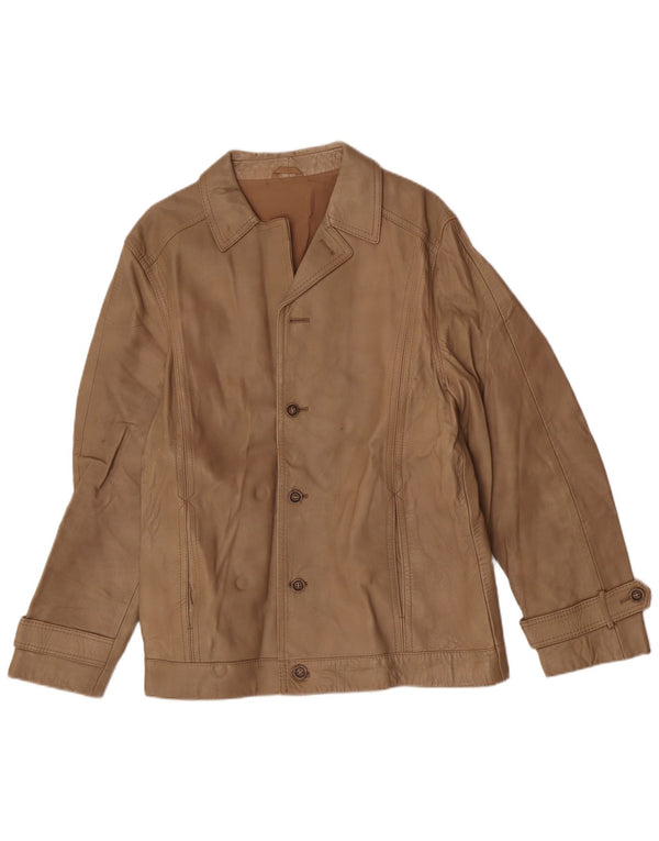 Giacca in pelle vintage da donna IT 50 XL Beige