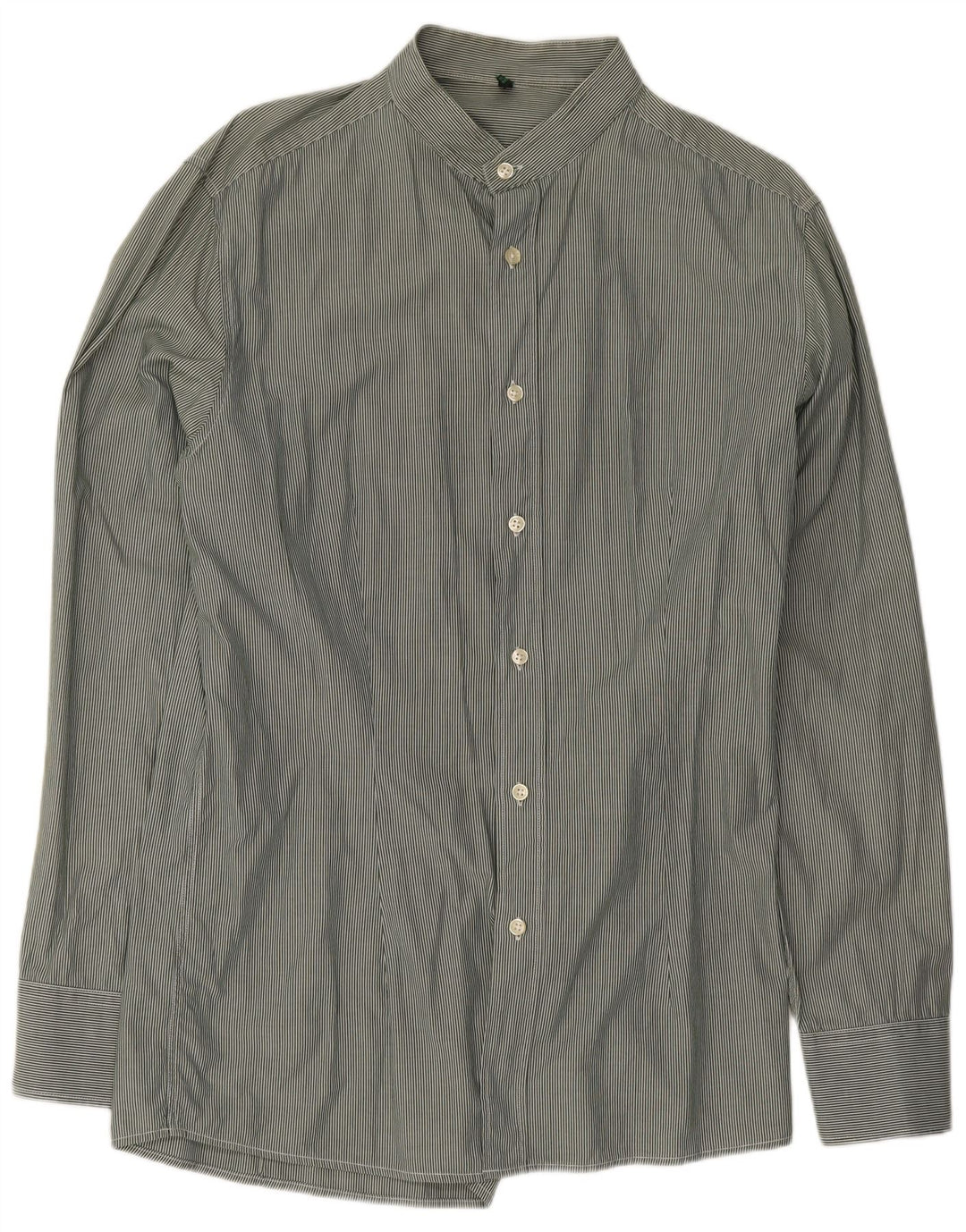 Benetton Camicia da uomo Verde medio Gessato Classico