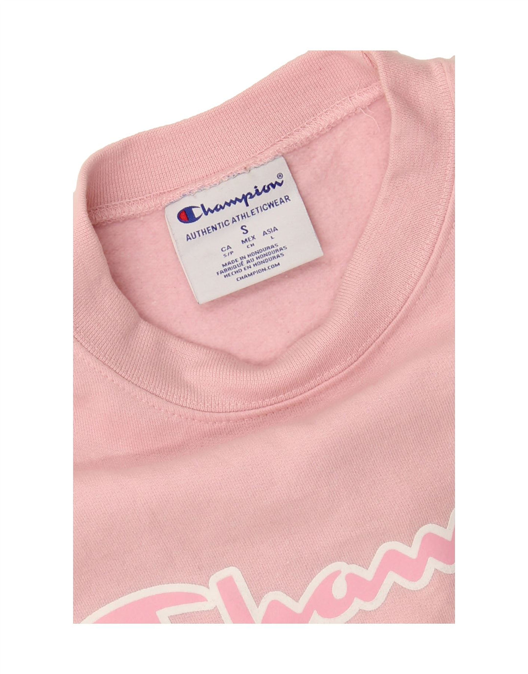 CHAMPION Womens Oversized Graphic Sweatshirt Jumper UK 10 Small Pink Vintage Champion and Second-Hand Champion from Messina Hembry 