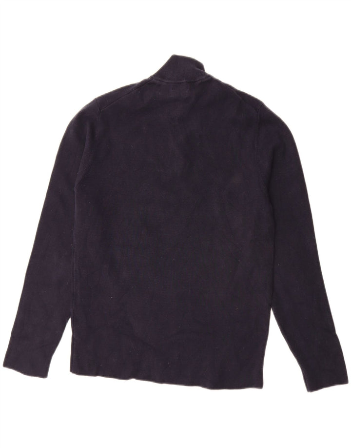 MASSIMO DUTTI Maglione da uomo con zip e collo in cotone blu navy medio