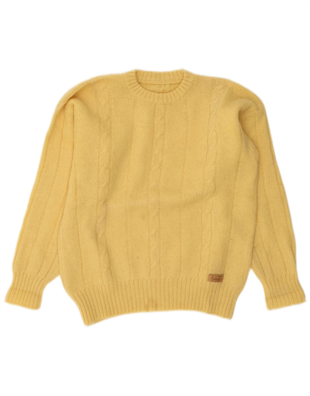 Maglione vintage da uomo girocollo giallo medio