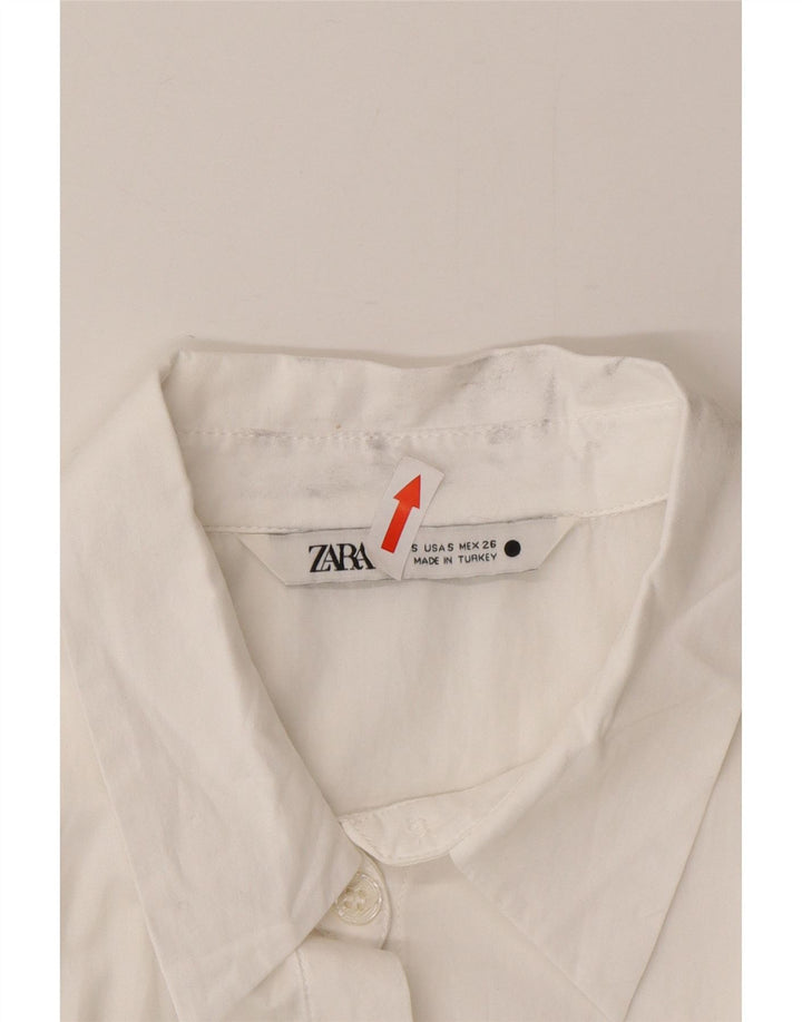 Camicetta asimmetrica da donna Zara UK 10 piccola in cotone bianco