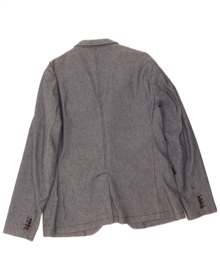 Giacca blazer a 2 bottoni da uomo Zara EU 54 XL poliestere geometrico blu