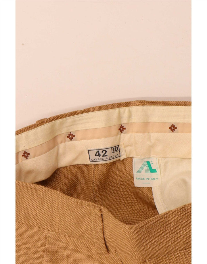 Pantaloni da abito vintage da donna con pedge IT 42 medio W26 L32 viscosa beige