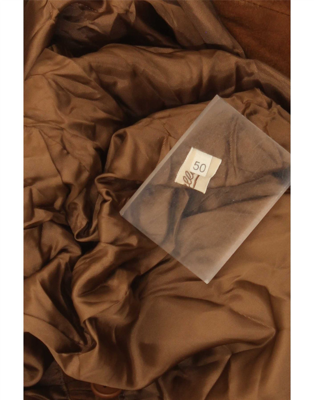 Giacca blazer doppiopetto vintage in pelle scamosciata da donna IT 50 XL in pelle beige