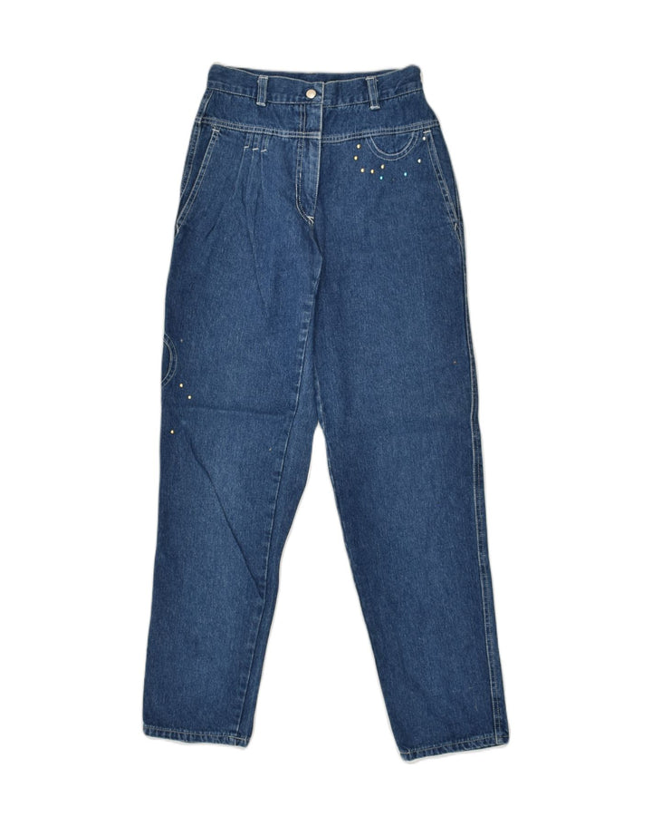 WAMPUM Womens Tapered Jeans IT 38 XS W24 L28  Navy Blue Cotton | Vintage Wampum | Thrift | Second-Hand Wampum | Used Clothing | Messina Hembry 