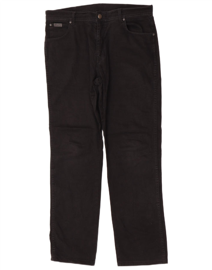 Jeans dritti elasticizzati Texas da uomo Wrangler W36 L32 cotone nero