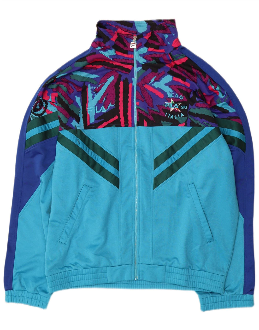 Tuta intera da uomo Fila in poliestere color block blu medio
