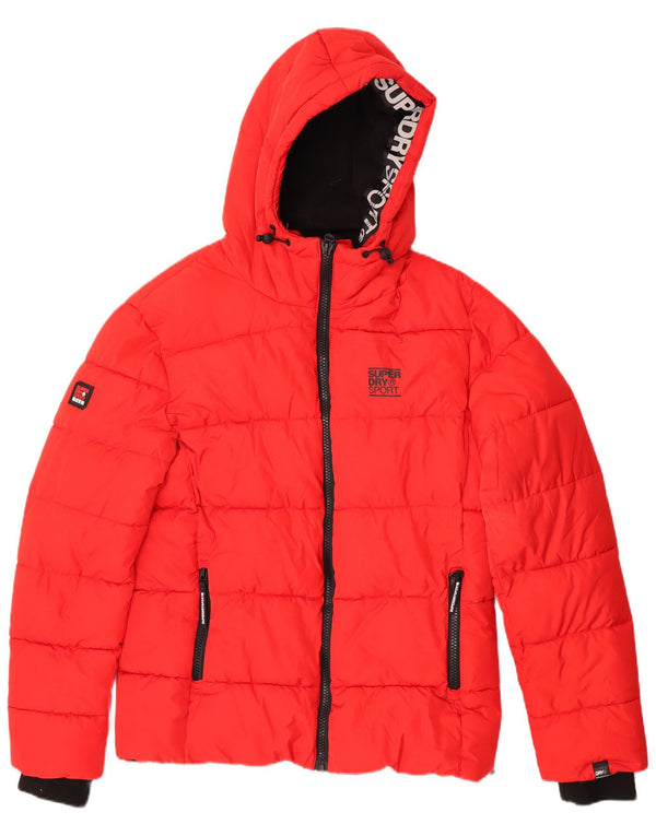 Giacca imbottita con cappuccio da uomo Superdry UK 40 Large rossa in poliestere