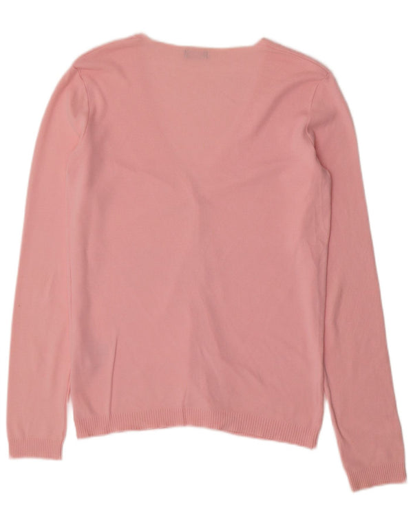 Maglione cardigan da donna Benetton UK 14 grande cotone rosa
