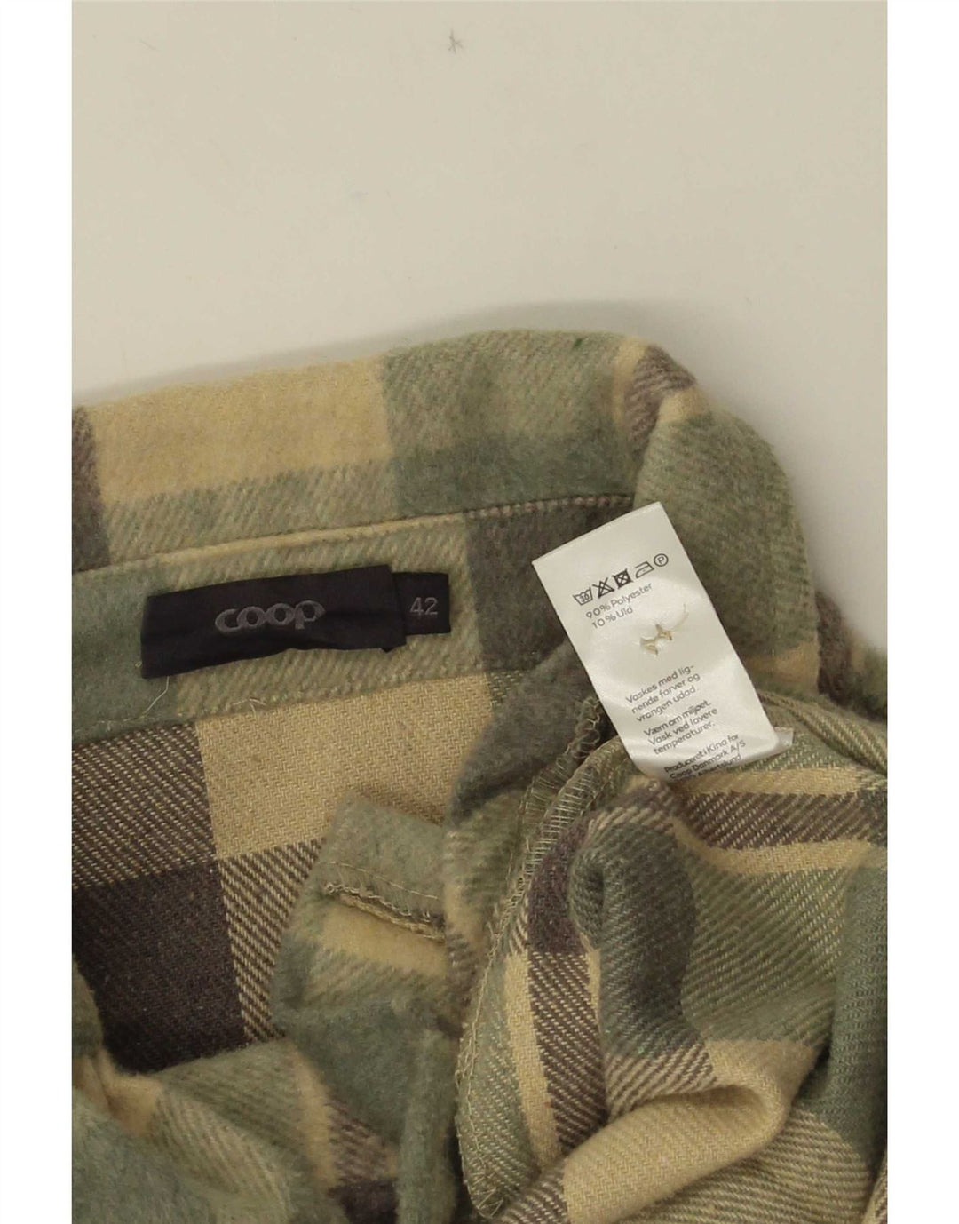 Camicia oversize in pile oversize da donna vintage EU 42 grande motivo a quadri verdi