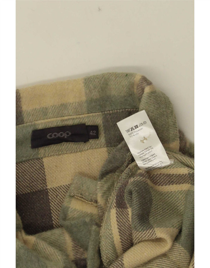Camicia oversize in pile oversize da donna vintage EU 42 grande motivo a quadri verdi