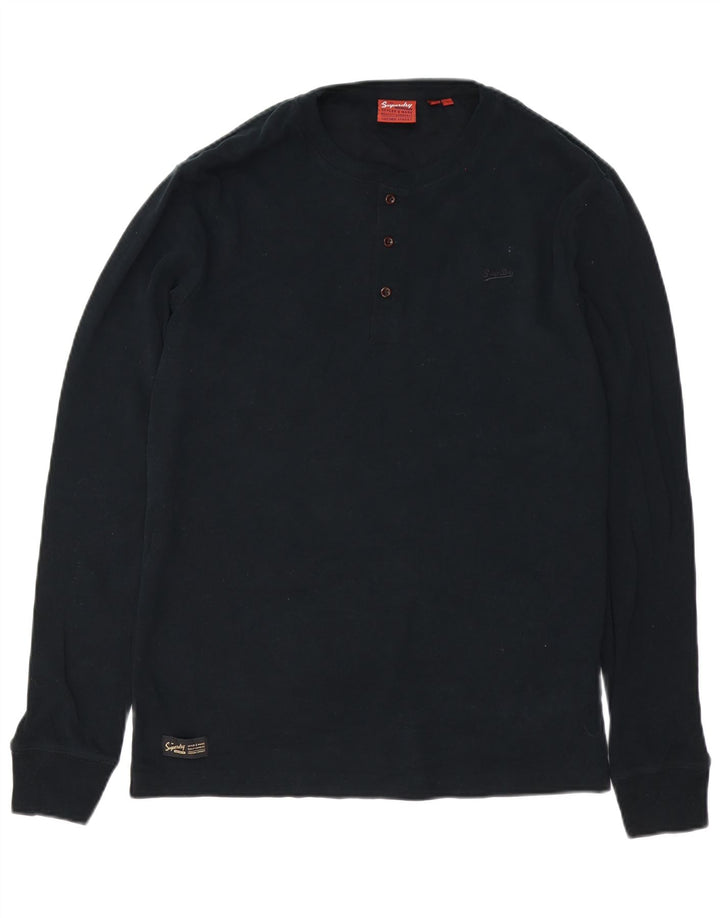 Top da uomo a maniche lunghe Superdry grande in cotone nero