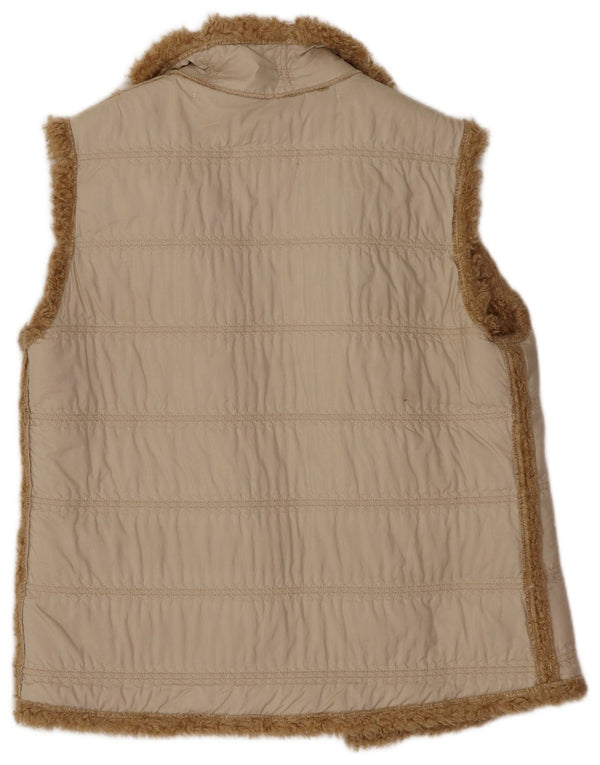 Gilet Sherpa da donna Tadashi UK 10 piccolo in viscosa beige
