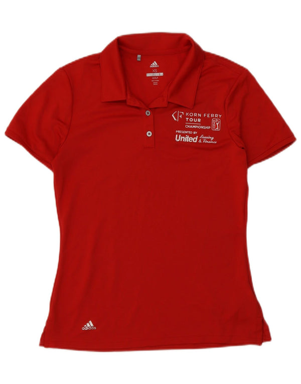 Polo grafica da golf da donna Adidas UK 6 XS poliestere rosso