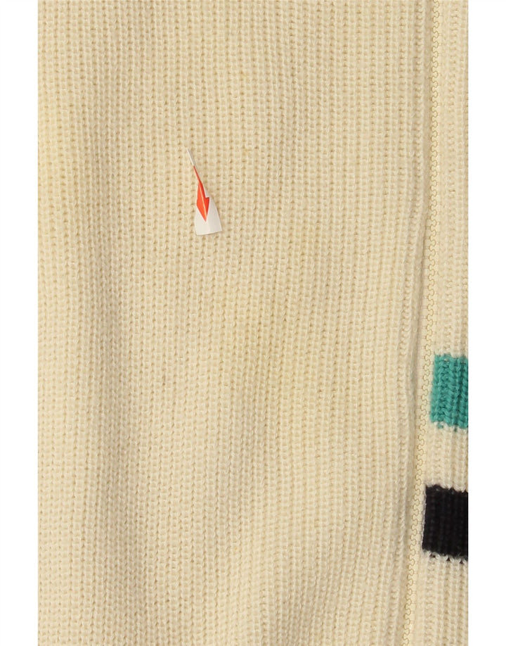 Maglione cardigan da uomo vintage color block bianco sporco medio