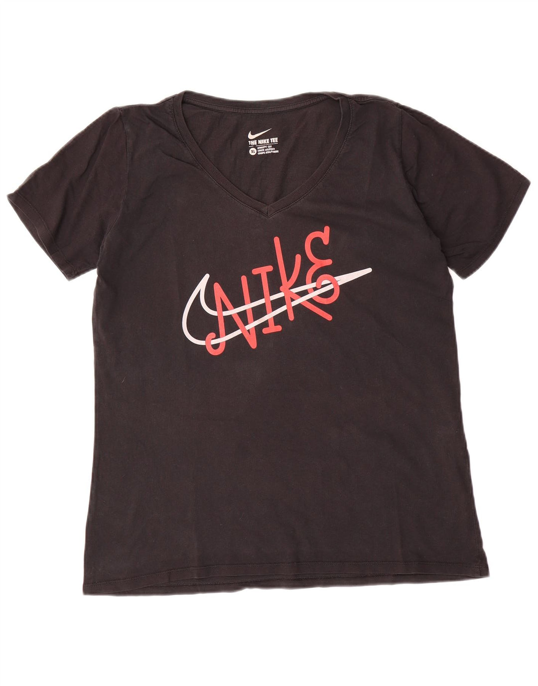 T-shirt grafica da donna con taglio atletico NIKE Top UK 18 XL cotone nero