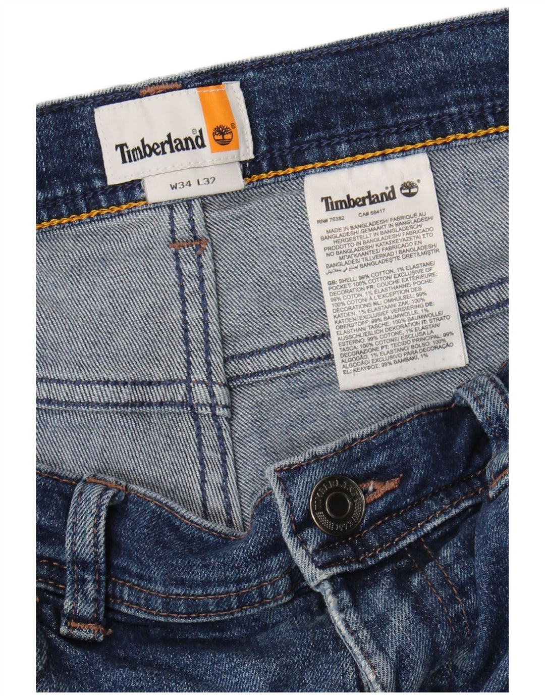 Jeans dritti da uomo Timberland W34 L32 cotone blu