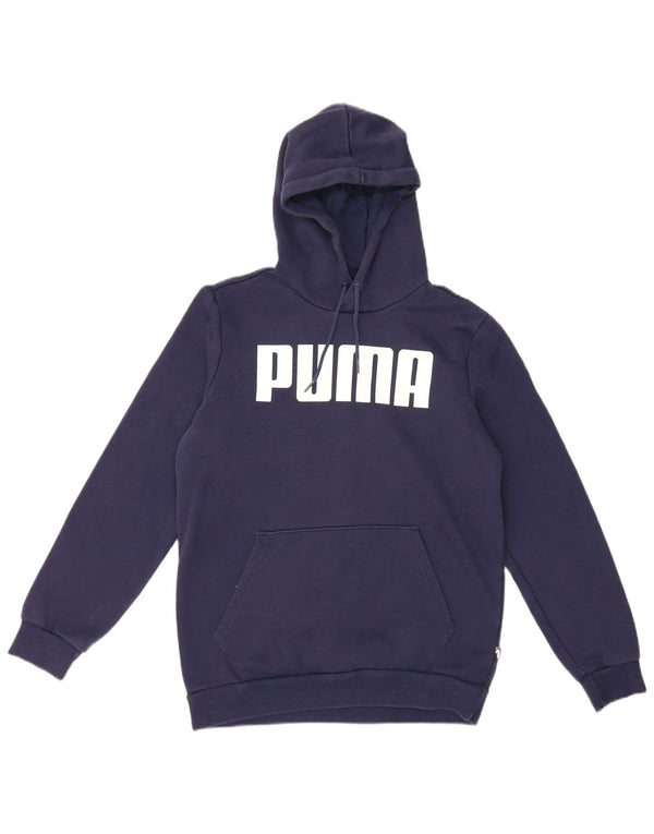 Felpa con cappuccio grafica da uomo Puma Small in cotone blu navy