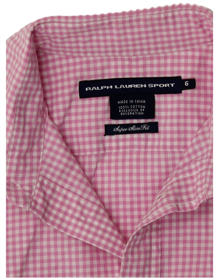 Camicia a maniche corte da donna Ralph Lauren US 6 a quadretti rosa medio