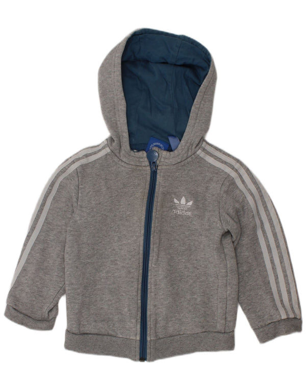 Maglione con cappuccio e zip Adidas da bambino 18-24 mesi in cotone grigio