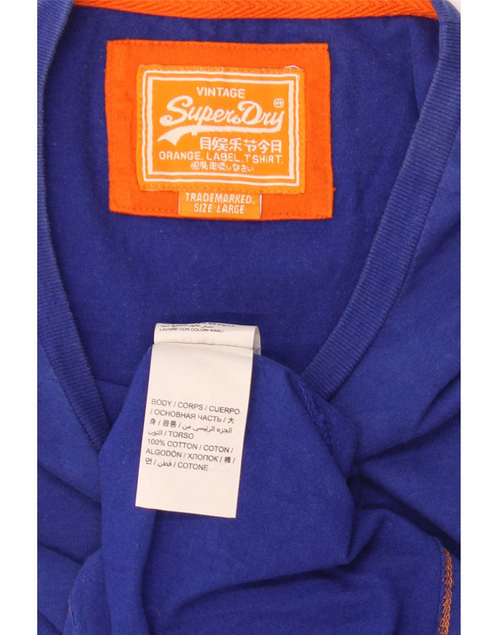 T-shirt da uomo Superdry Top Large in cotone blu
