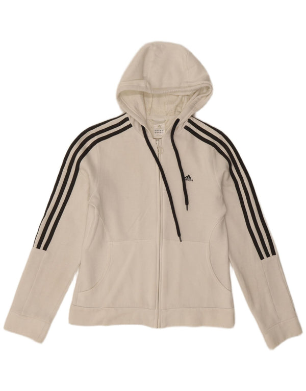 Maglione con cappuccio e zip da donna Adidas UK 10 piccolo cotone bianco