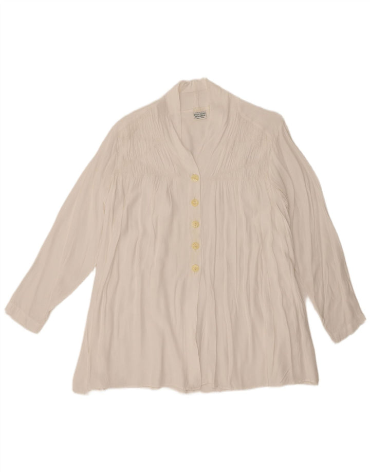 Camicia a maniche lunghe da donna Benetton Camicetta UK 14 Viscosa bianca media