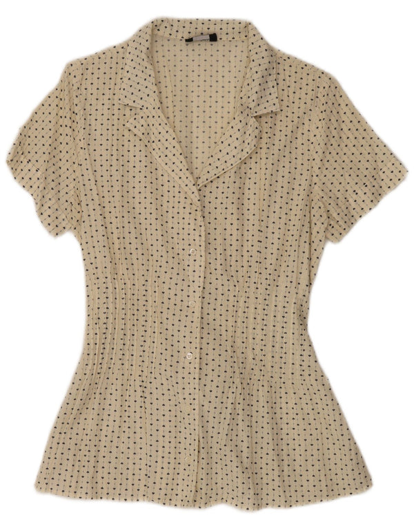 Max & Co. Camicia a maniche corte da donna camicetta UK 14 grande gessato bianco sporco