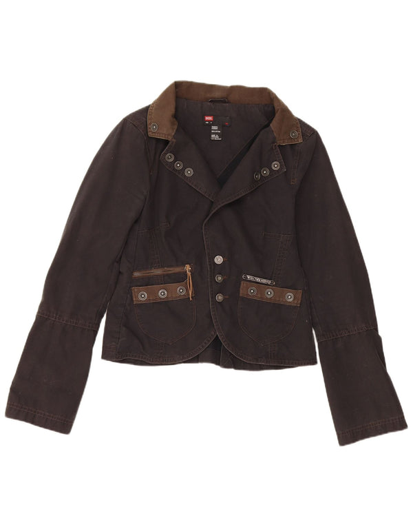 Giacca blazer da donna a 3 bottoni Diesel UK 12 cotone nero medio