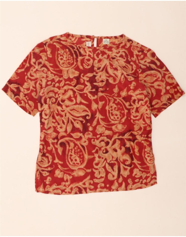 DANA BUCHMAN Womens Blouse Top US 4 Small Red Floral Silk Vintage Dana Buchman and Second-Hand Dana Buchman from Messina Hembry 