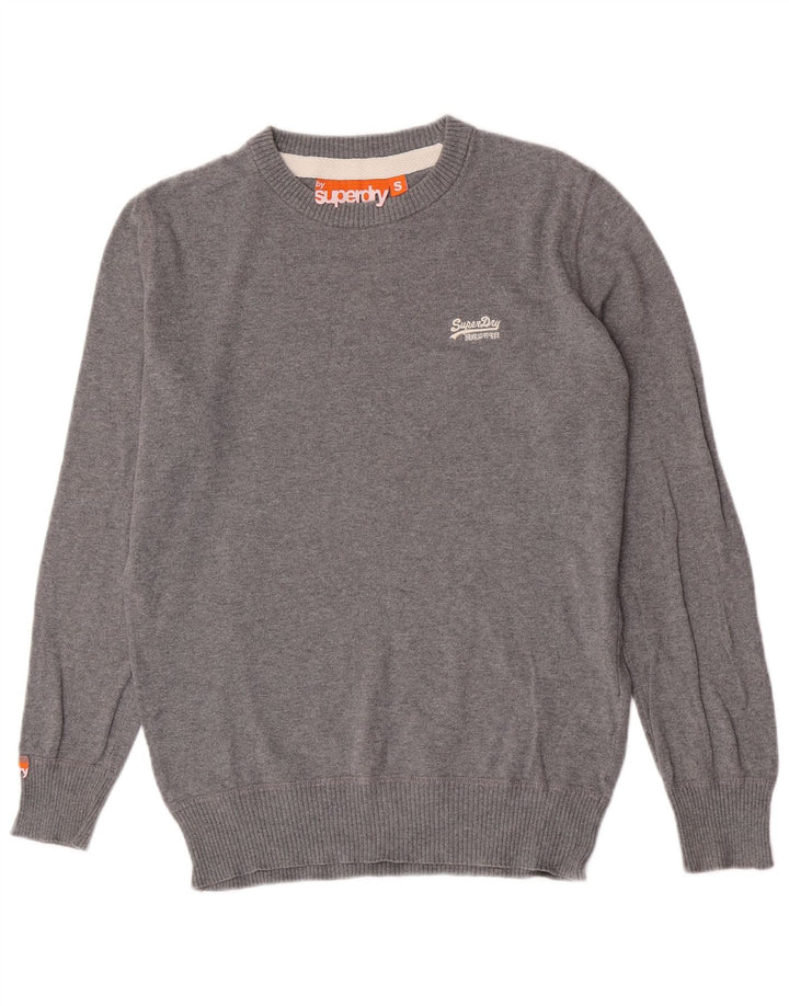 Maglione da uomo con scollo a barca Superdry piccolo cotone chiazzato grigio