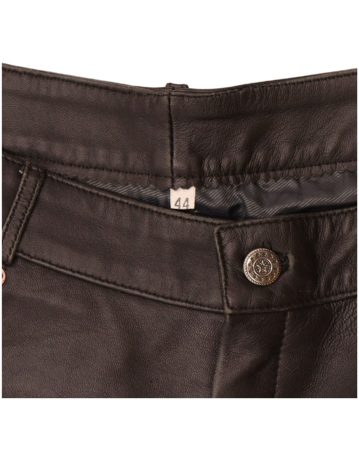 Pantaloni vintage in pelle affusolati da donna IT 44 medi W32 L29 neri