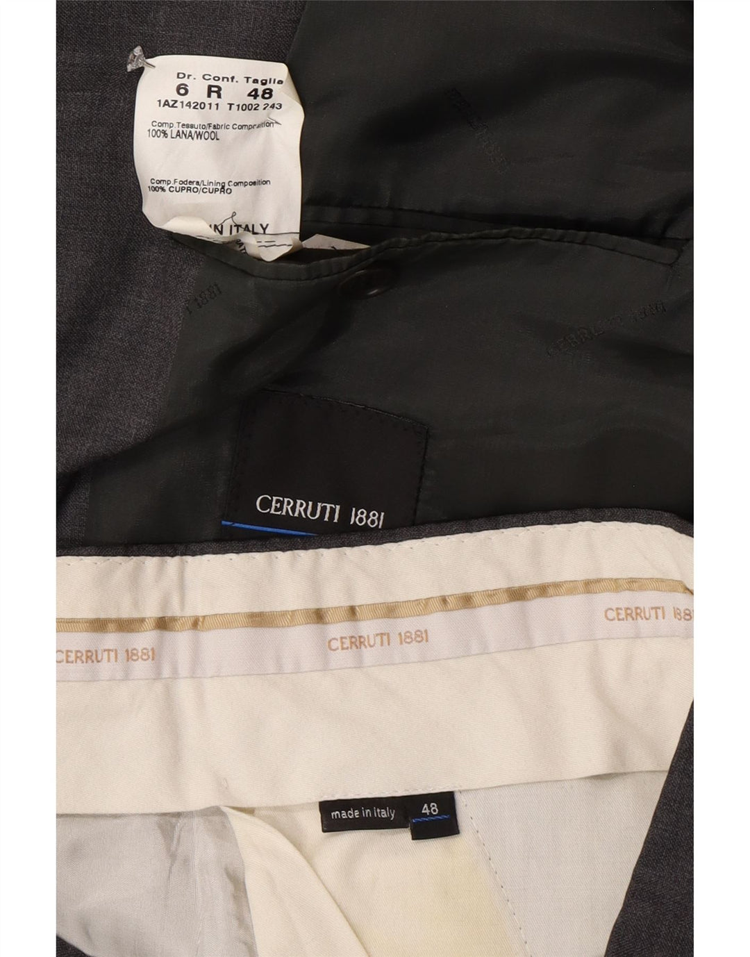 Cerruti 1881 Abito Uomo 3 Bottoni 2 Pezzi IT 48 Medio W34 L32 Cotone Grigio