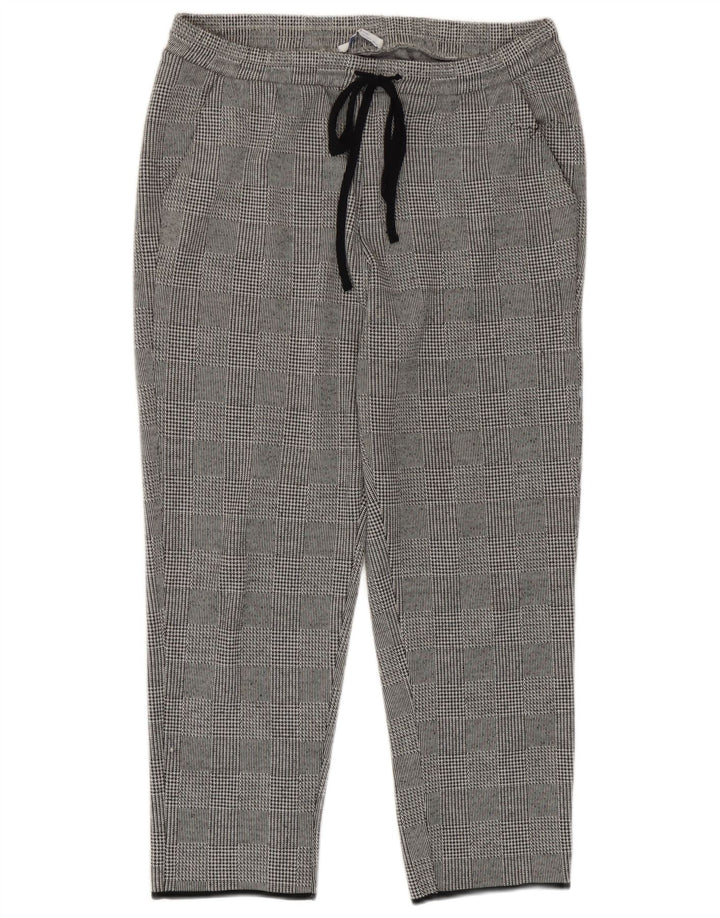 Pantaloni da tuta corti da donna Zara UK 12 pied de poule grigio medio