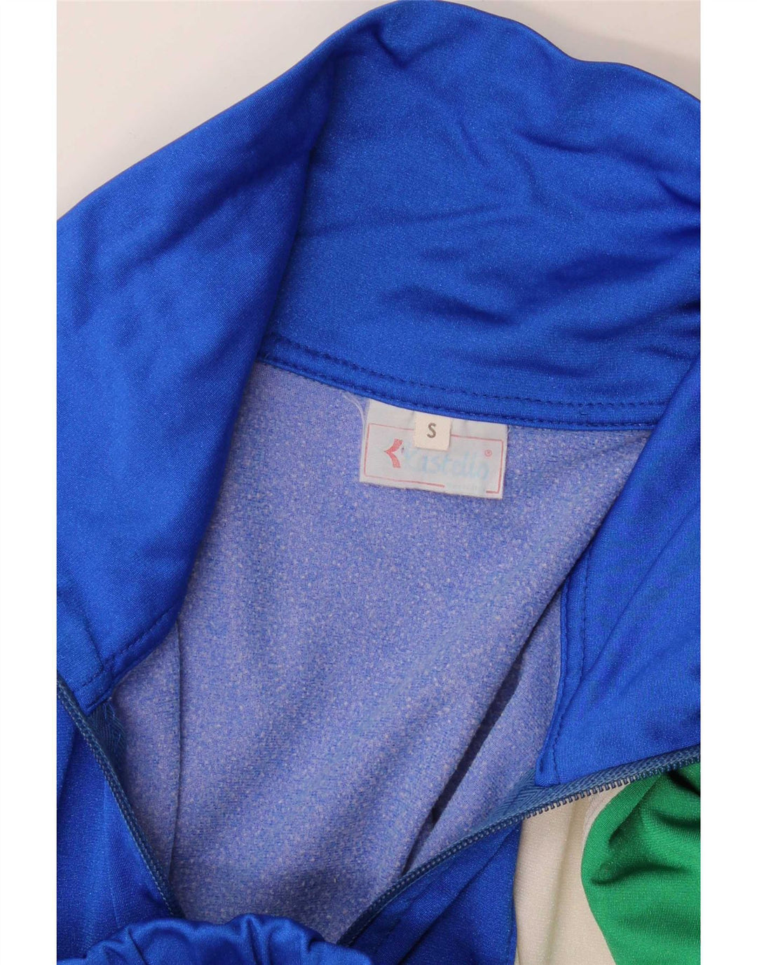 Giacca da ginnastica vintage da uomo piccola color block blu