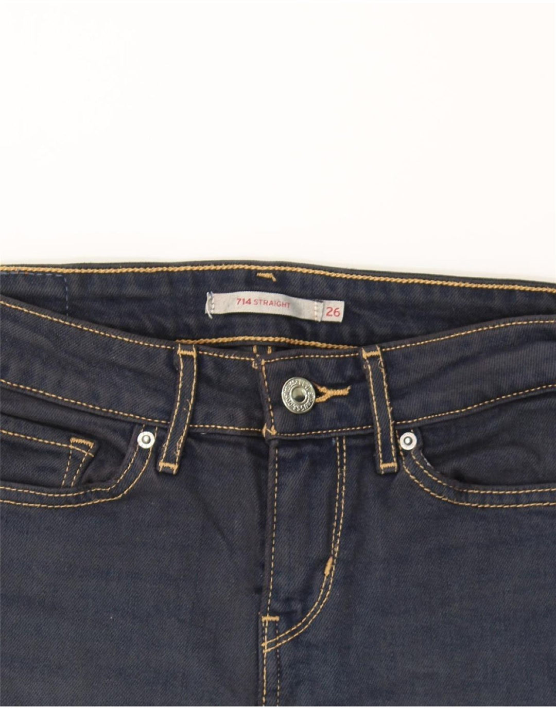 LEVI'S Womens 714 Denim Shorts W26 Small  Navy Blue Cotton Vintage Levi's and Second-Hand Levi's from Messina Hembry 