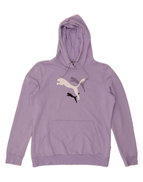 Felpa con cappuccio grafica da donna Puma UK 14 cotone viola medio