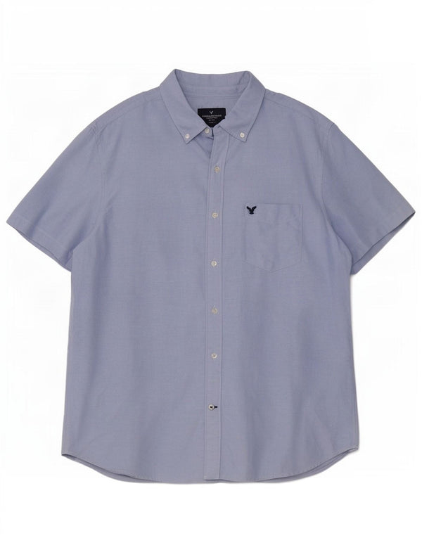 Camicia da uomo American Eagle a maniche corte vestibilità classica XL in cotone blu