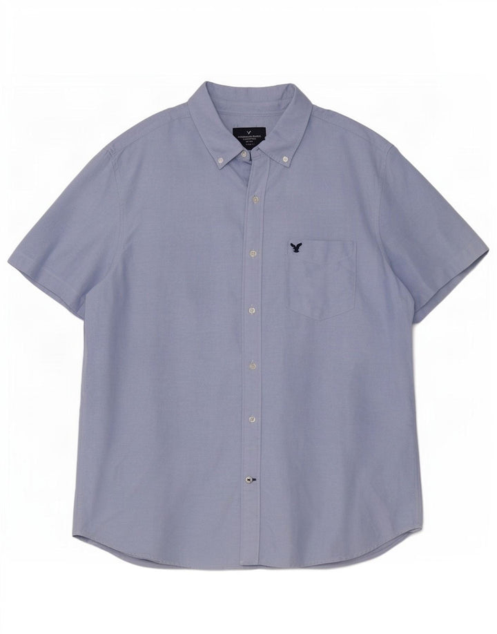 Camicia da uomo American Eagle a maniche corte vestibilità classica XL in cotone blu