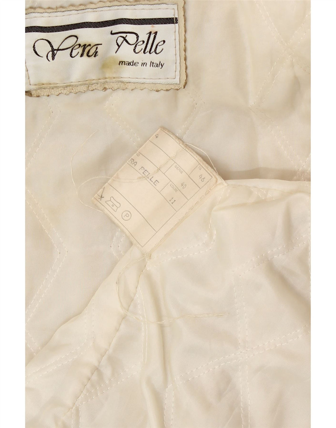 Giacca in pelle vintage da donna con cappuccio IT 46 grande in pelle beige
