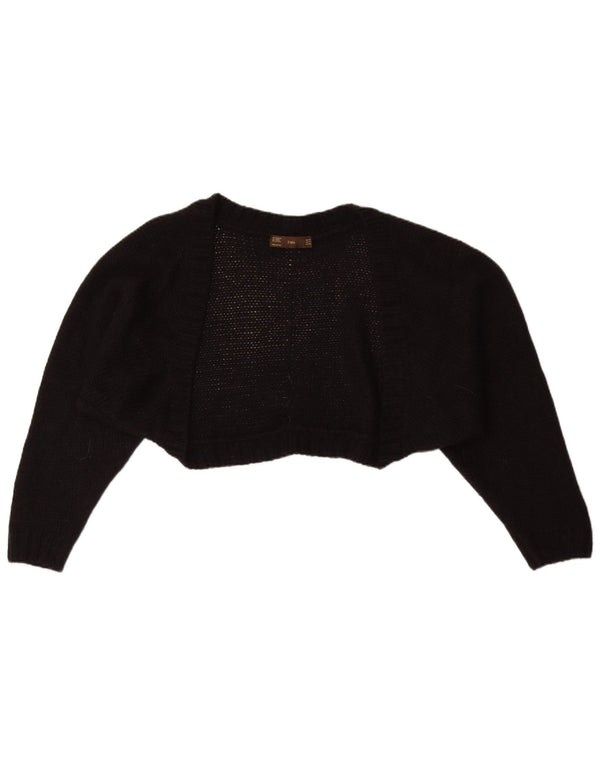 Zara Womens Crop Open Bolero Jumper UK 12 Medium Black Acrylic