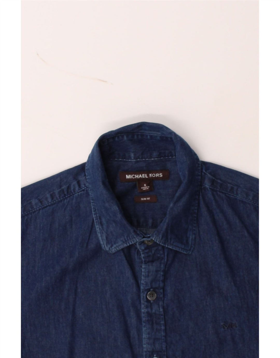 MICHAEL KORS Mens Slim Fit Short Sleeve Shirt Small Blue Cotton Vintage Michael Kors and Second-Hand Michael Kors from Messina Hembry 