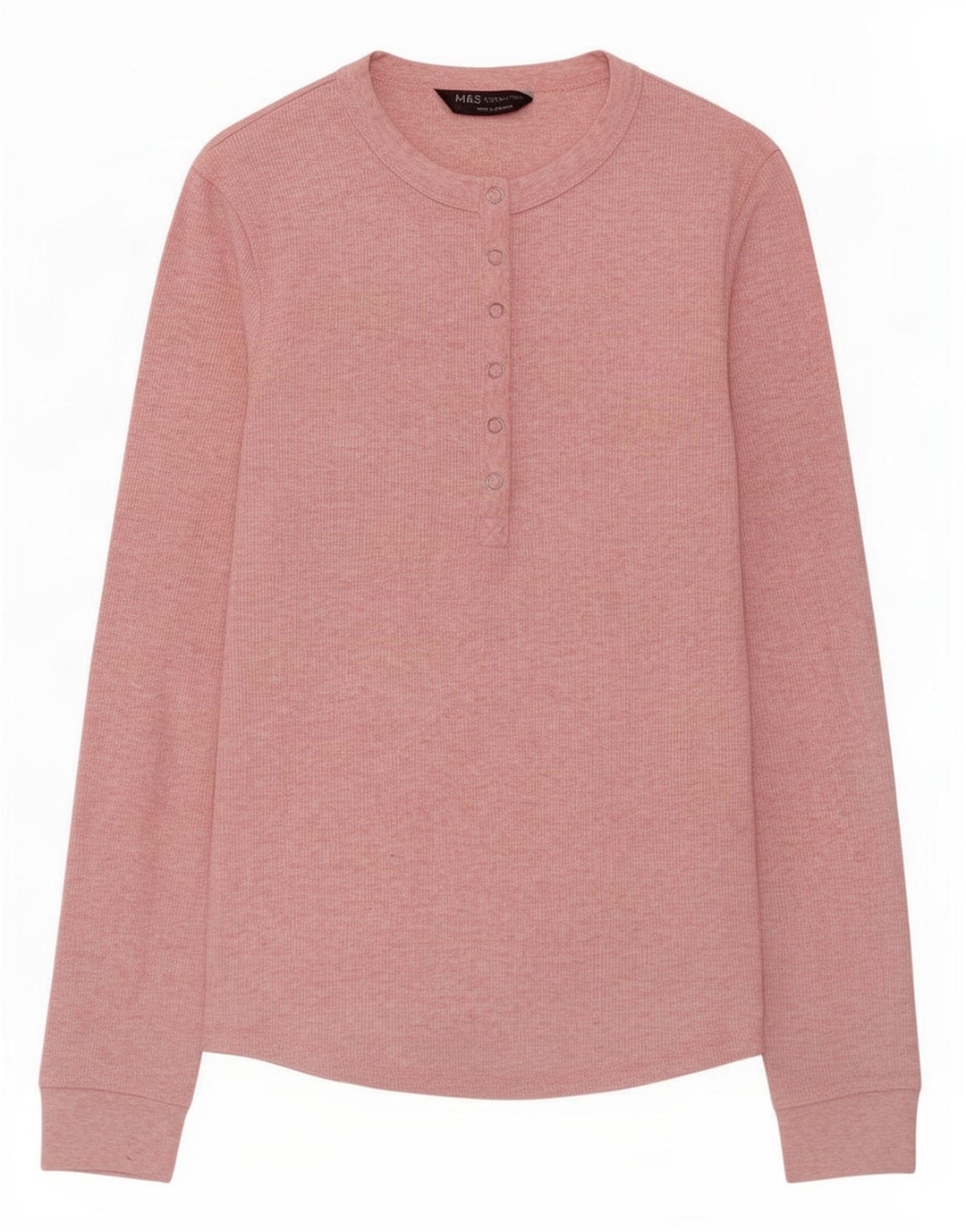 Marks & Spencer Top da donna a maniche lunghe UK 8 Small Poliestere screziato rosa