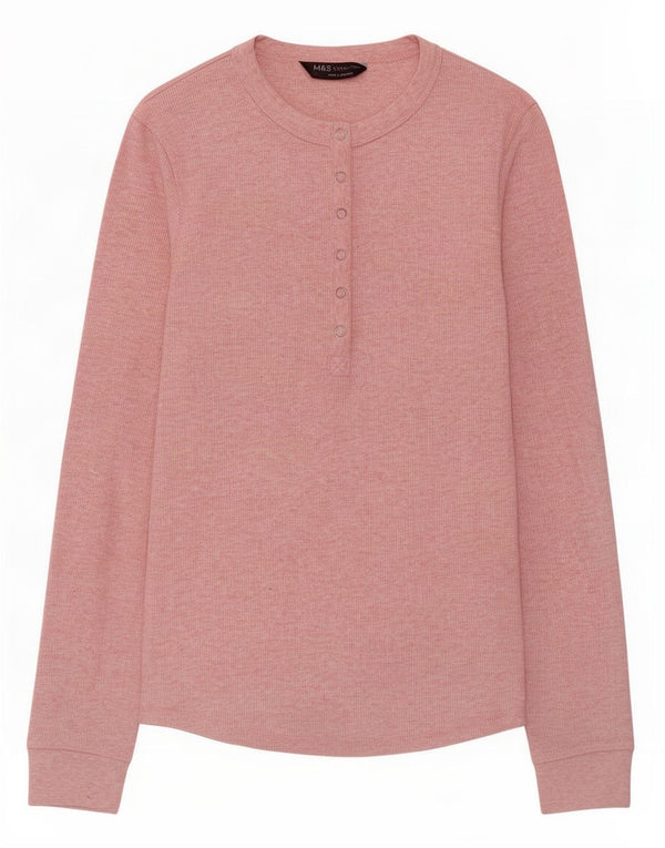 Marks & Spencer Top da donna a maniche lunghe UK 8 Small Poliestere screziato rosa