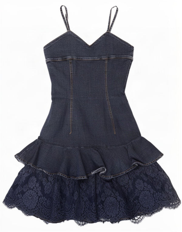 Abito in denim Amuleti da donna Mariella Burani UK 10 Piccolo floreale blu
