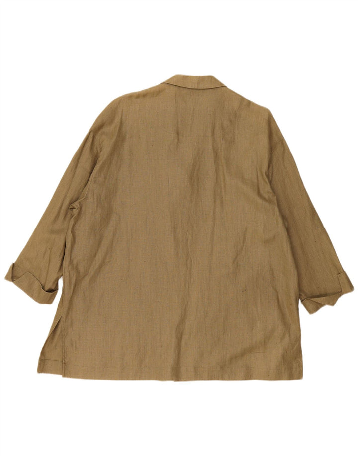 Giacca blazer oversize a 4 bottoni da donna Marc Aurel UK 14 Lino kaki medio