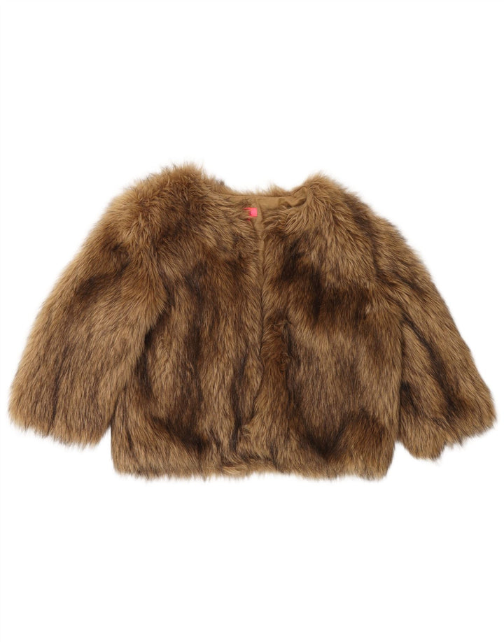 MONSOON Giacca bolero da donna con maniche a 3/4 in pelliccia sintetica UK 12 Beige medio